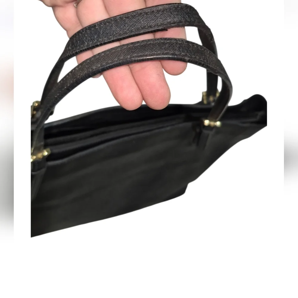 Tory Burch Black Leather Tote with Gold Hardware